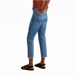 FRAME Le Original 100% Cotton High-Rise Straight-Leg Blue Jeans Size 25